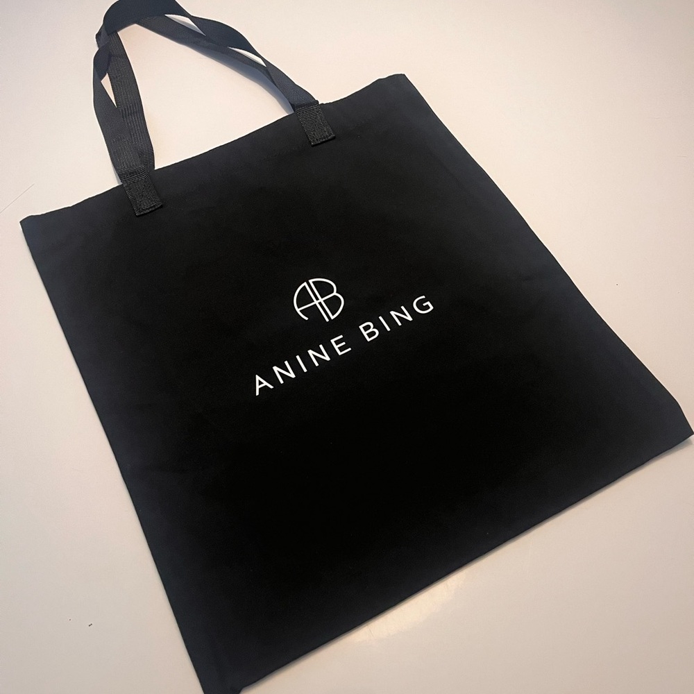 Anine Bing Black Tote with White Logo